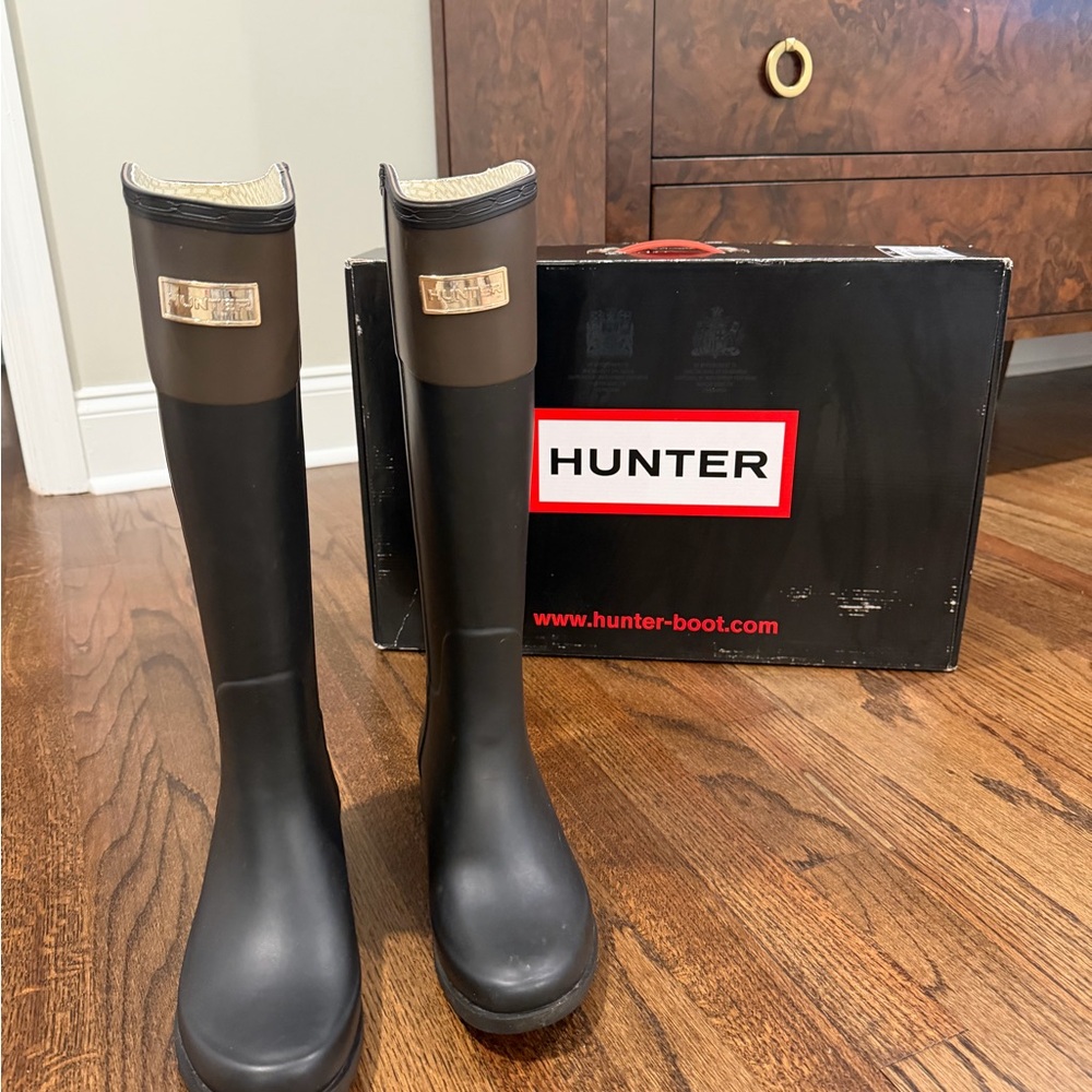 Hunter Black and Brown Tall Boots